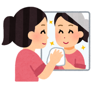 鏡を拭く　うろこ
